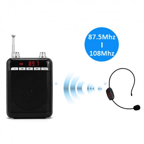 RadioFM Wireless Headset Microphone Handsfree Megaphone Mic