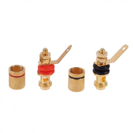 2pcs Gold Plated Speaker Binding Posts Terminal 4mm Sockets for Banana Plug