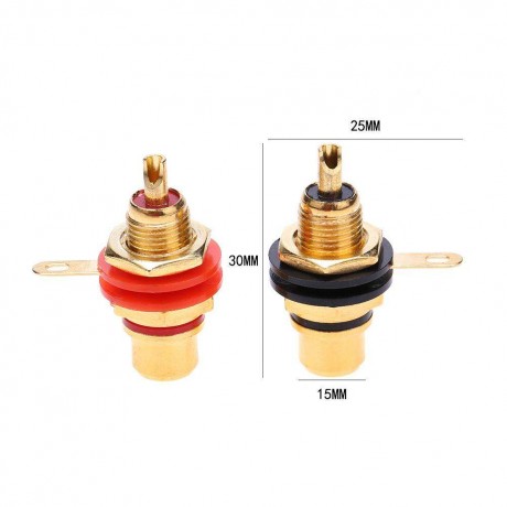 2pcs RCA Female Socket Connectors Chassis Panel Mount Adapters Audio Plugs