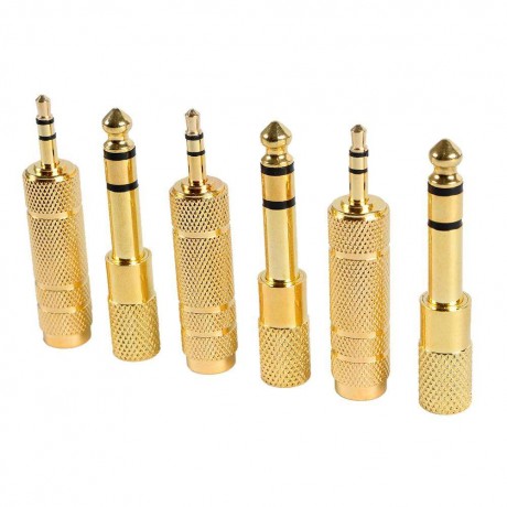 Gold 3.5mm to 6.5mm Female to Male Stereo Headphone Jack Audio Adapter Kit