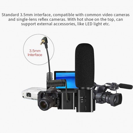 CM-520 External Microphone Cardioid Condenser Mic for Canon Nikon Hot Shoe