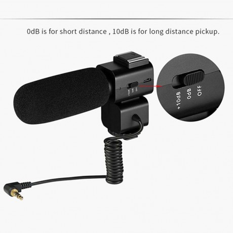 CM-520 External Microphone Cardioid Condenser Mic for Canon Nikon Hot Shoe
