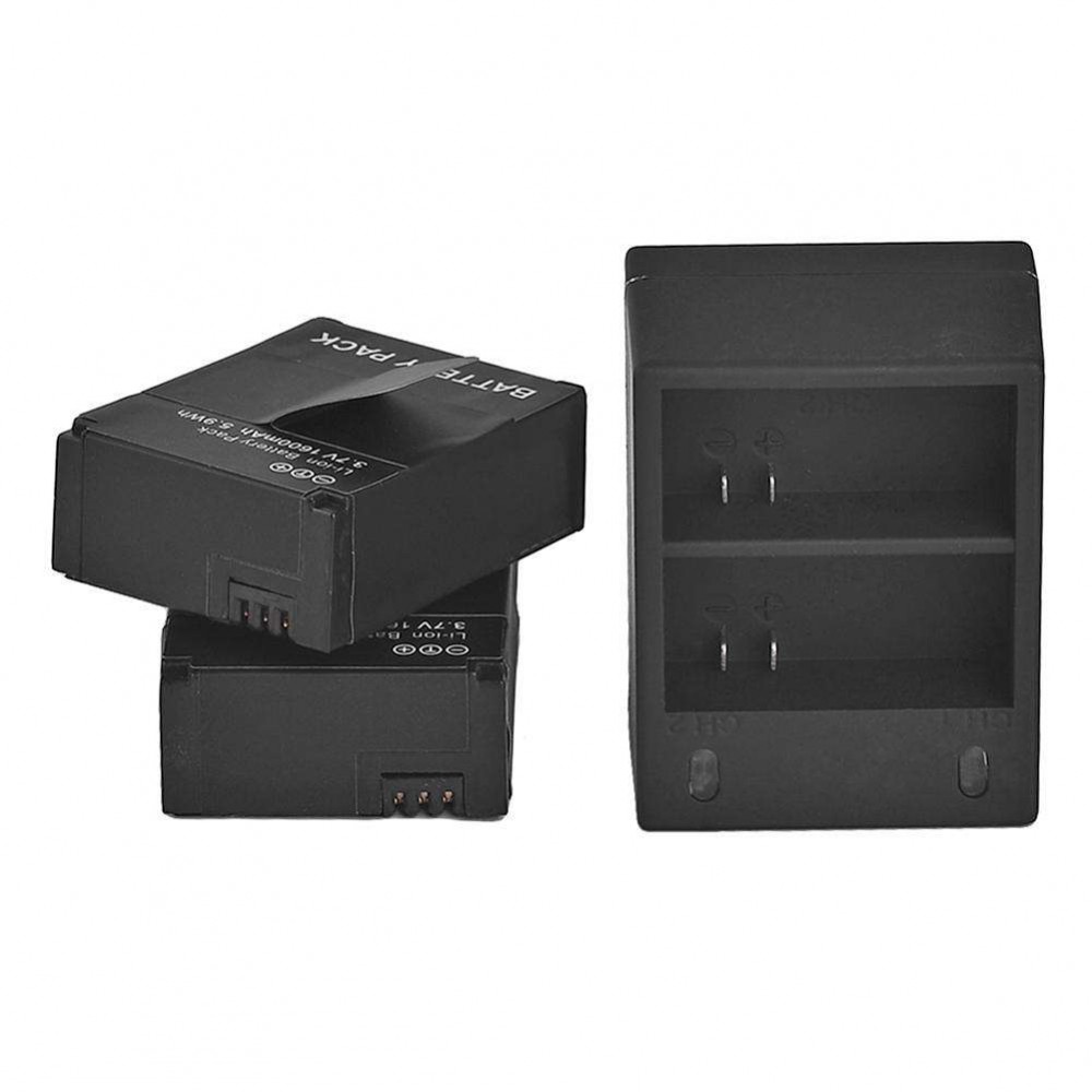 2pcs 3.7V 1600mAh BatteriesDual Port Battery Charger for GOPRO 33 Camera